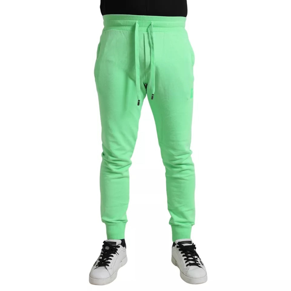 Dolce & Gabbana Neongrüne Baumwoll-Stretch-Jogger-Sweatpants Hose