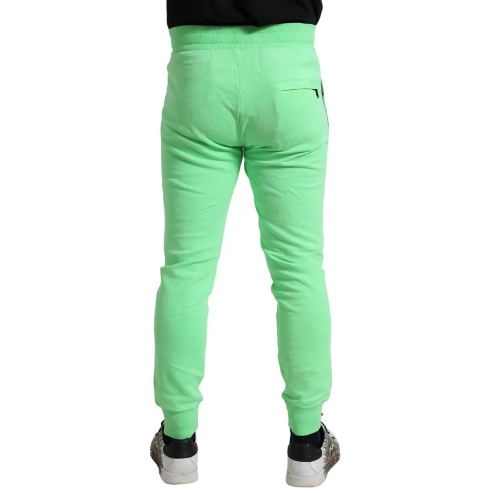 Dolce & Gabbana Neongrüne Baumwoll-Stretch-Jogger-Sweatpants Hose