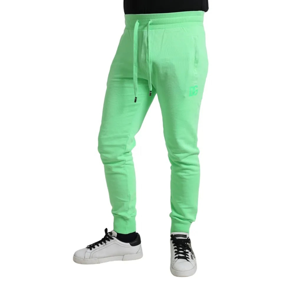 Dolce & Gabbana Neongrüne Baumwoll-Stretch-Jogger-Sweatpants Hose