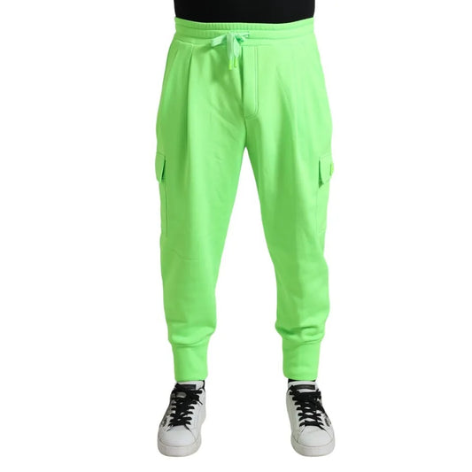 Dolce & Gabbana Neongrüne Polyester-Jogger-Sweatpants Hosen