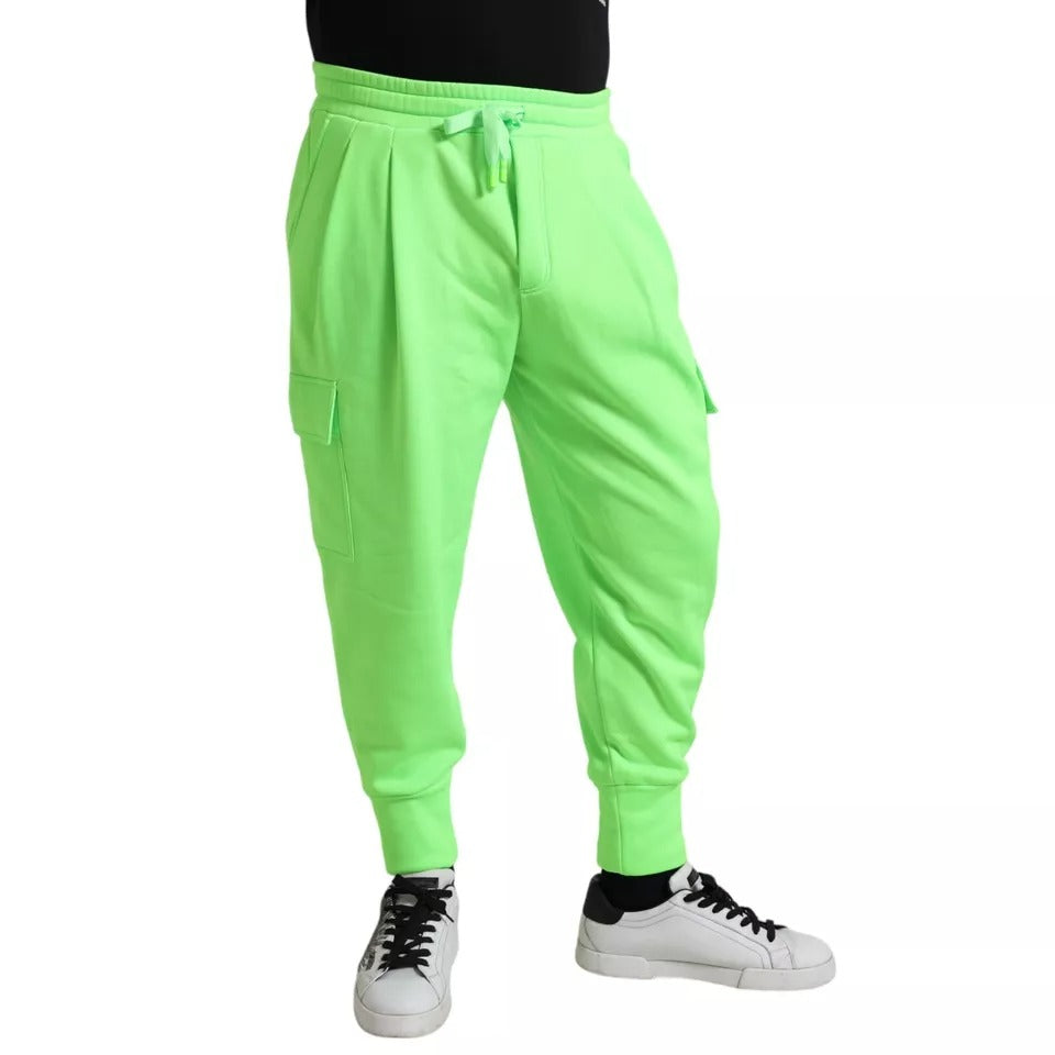 Dolce & Gabbana Neongrüne Polyester-Jogger-Sweatpants Hosen