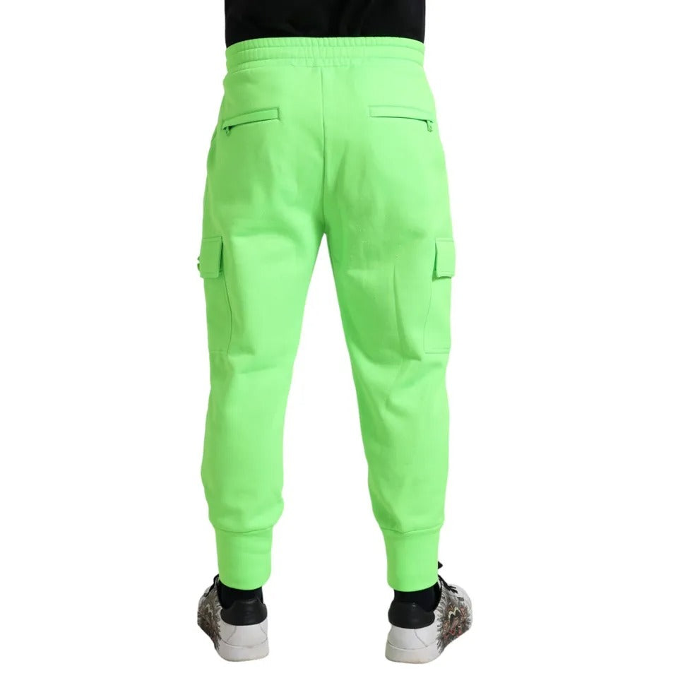 Dolce & Gabbana Neongrüne Polyester-Jogger-Sweatpants Hosen