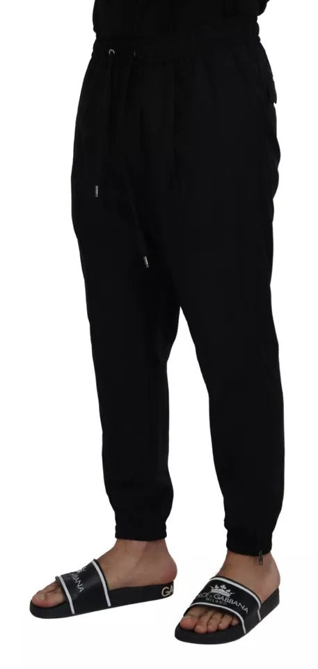 Dolce & Gabbana Schwarze Jogger-Hose aus Wolle