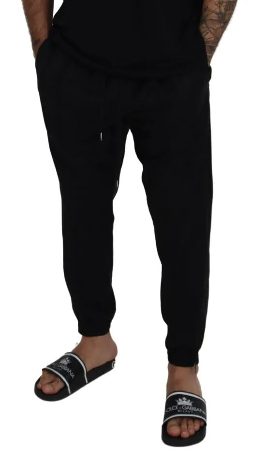 Dolce & Gabbana Schwarze Jogger-Hose aus Wolle