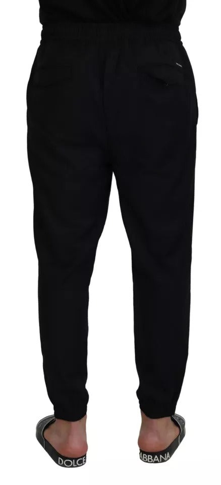 Dolce & Gabbana Schwarze Jogger-Hose aus Wolle