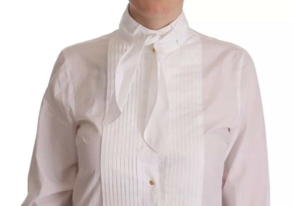 Dolce &amp; Gabbana White Cotton Collared Long Sleeve Shirt Formal Top