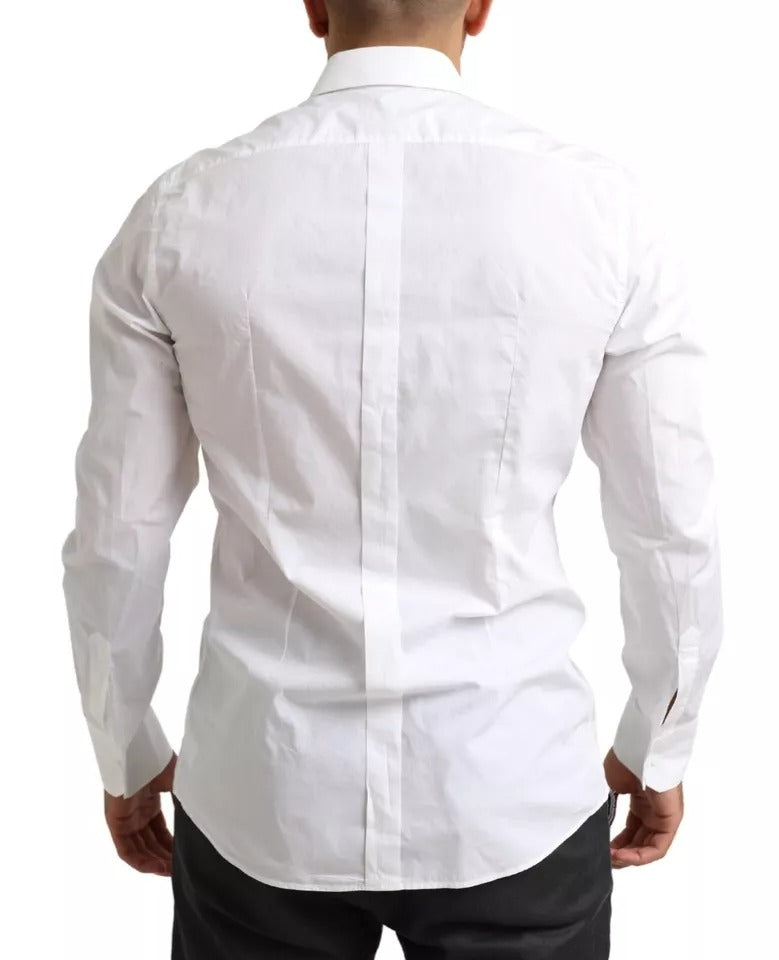 Dolce &amp; Gabbana White GOLD Formal Cotton Tuxedo Shirt