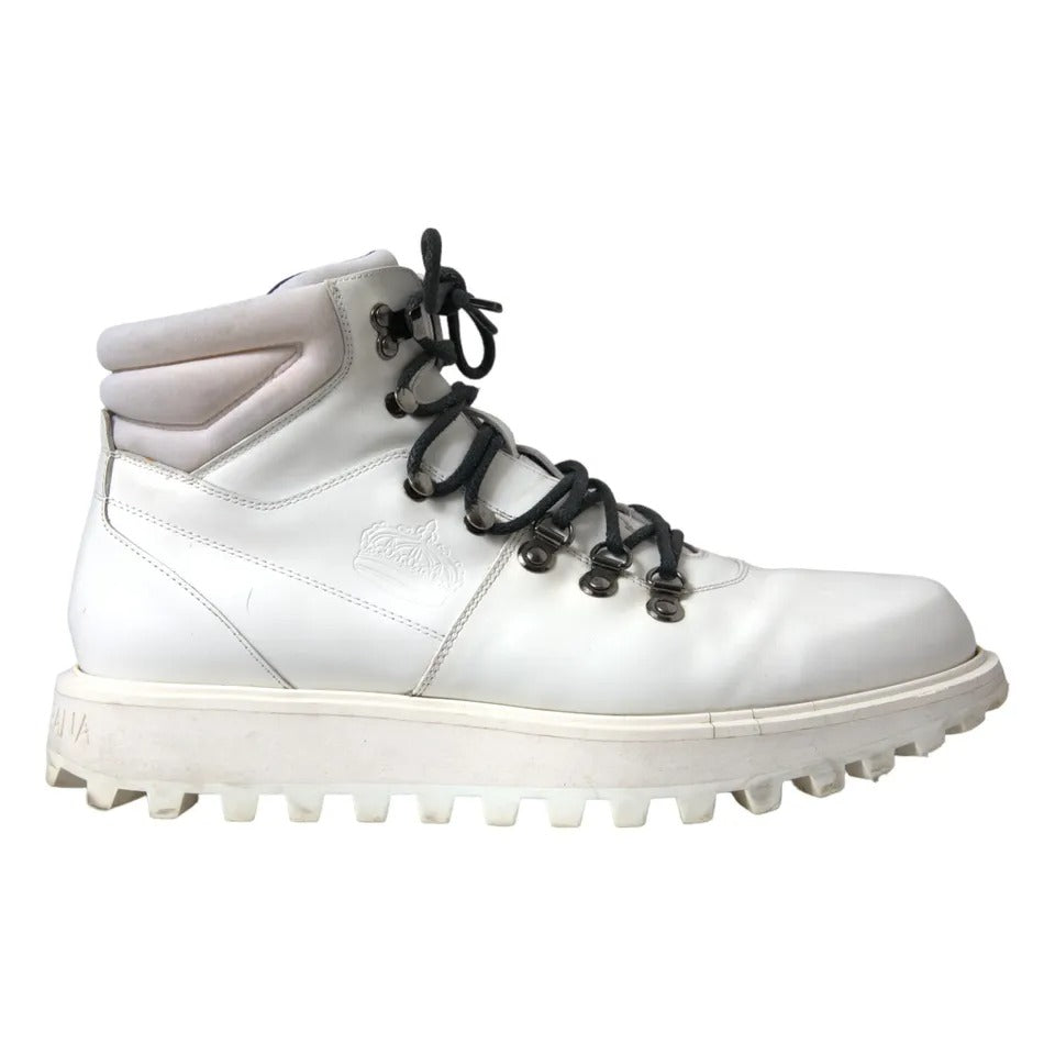 Dolce &amp; Gabbana White Vulcano Trekking Boots Men Shoes