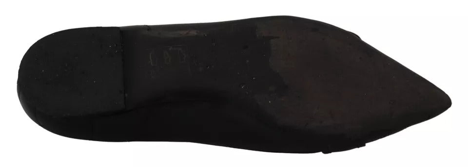 Dolce &amp; Gabbana Black Devotion Leather Pointed Flats Shoes