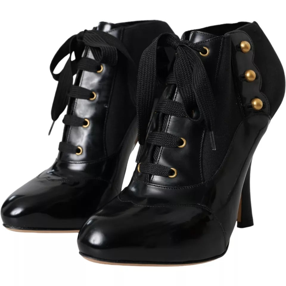 Dolce &amp; Gabbana Black Jersey Stretch Ankle Boots Shoes