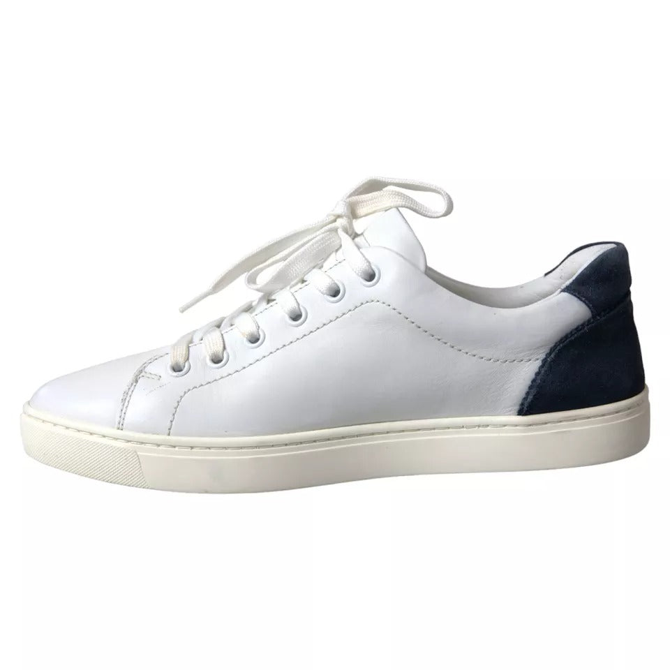 Dolce &amp; Gabbana White Black Leather Low Top Sneakers Portofino Shoes