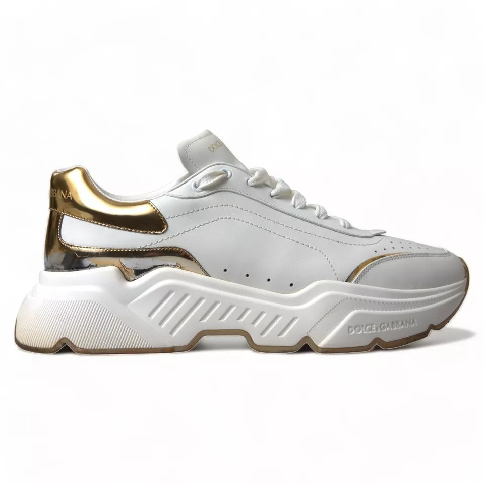 Dolce &amp; Gabbana White Gold Leather Sport DAYMASTER Sneakers Shoes