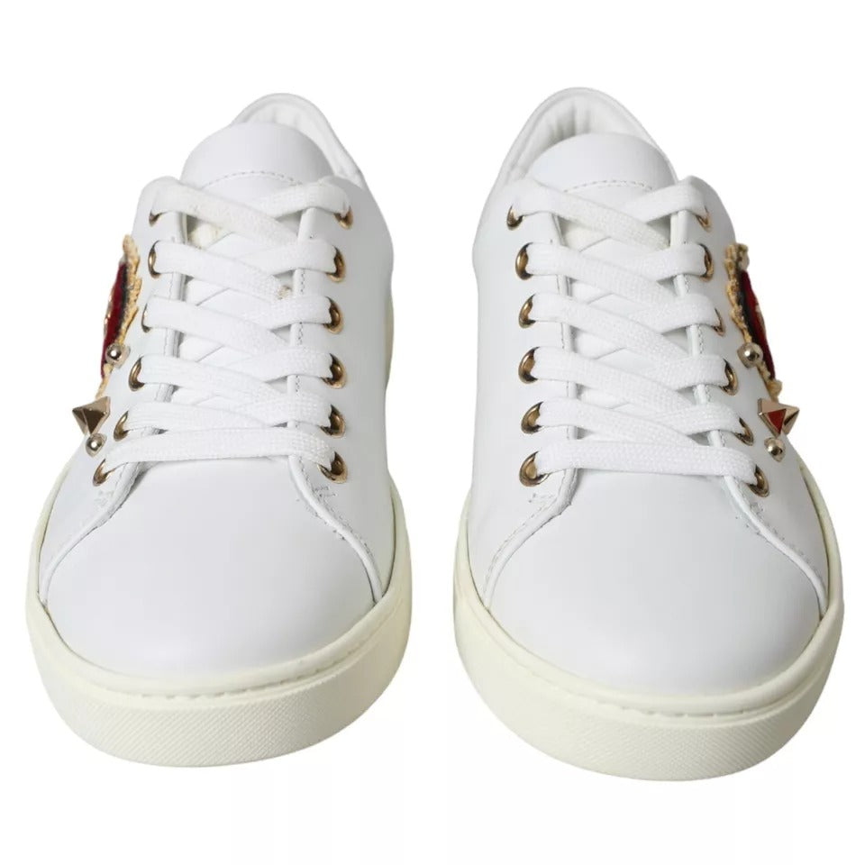 Dolce &amp; Gabbana White Portofino Sacred Heart Sneakers Women Shoes