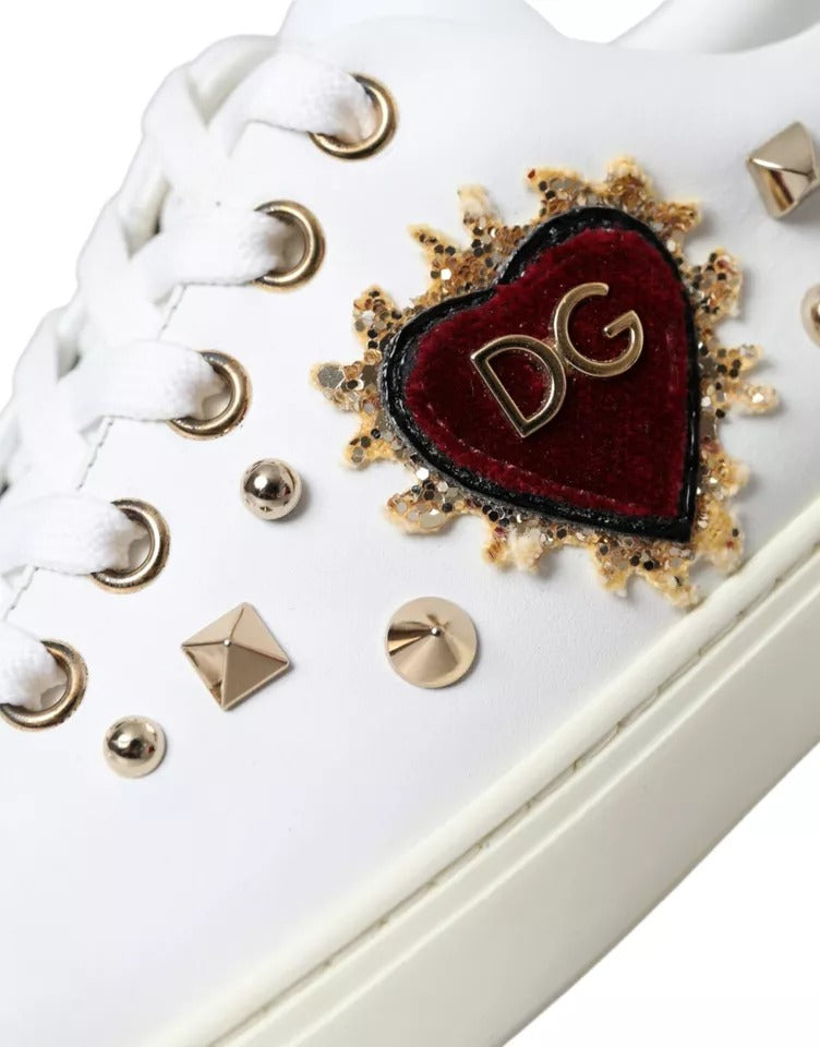 Dolce &amp; Gabbana White Portofino Sacred Heart Sneakers Women Shoes