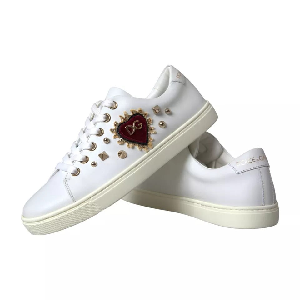 Dolce &amp; Gabbana White Portofino Sacred Heart Sneakers Women Shoes