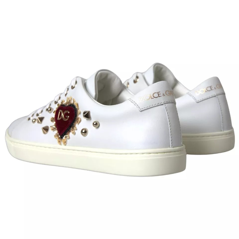 Dolce &amp; Gabbana White Portofino Sacred Heart Sneakers Women Shoes