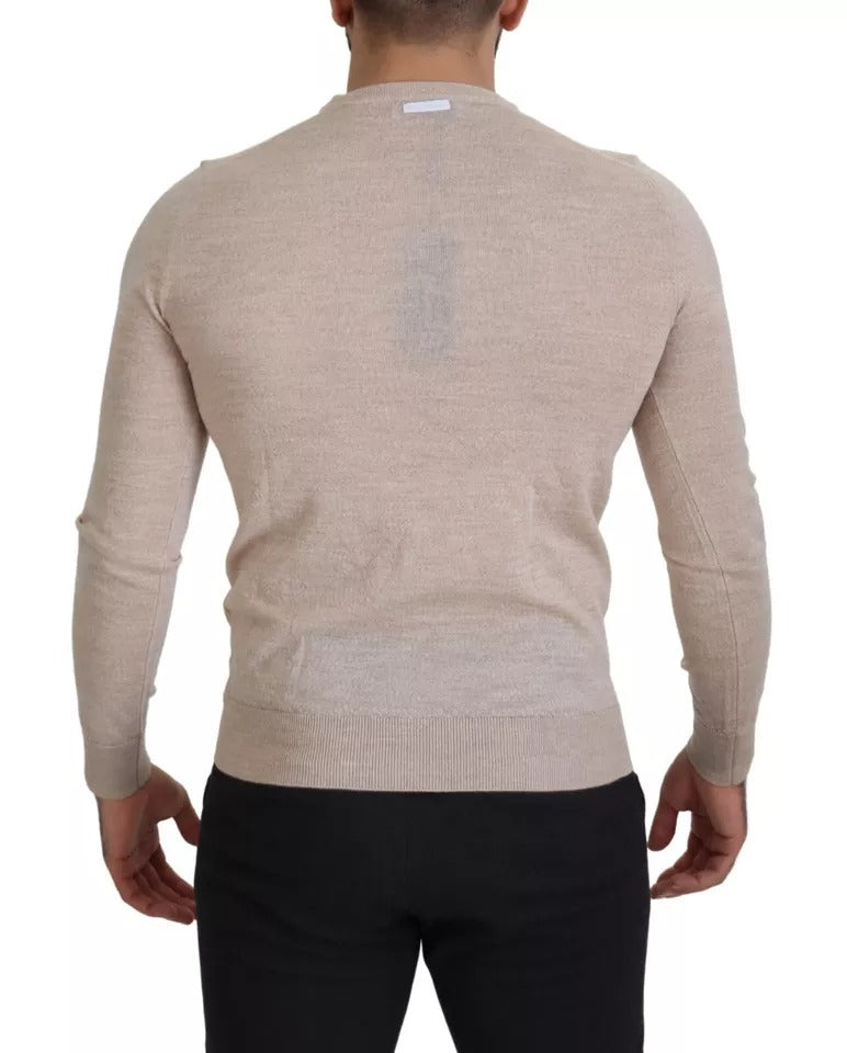 Dolce & Gabbana Beige Schurwolle Rundhalsausschnitt Pullover