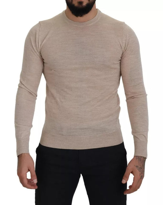 Dolce & Gabbana Beige Schurwolle Rundhalsausschnitt Pullover