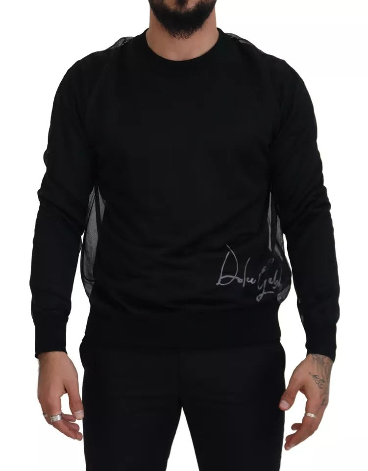 Dolce &amp; Gabbana Black Polyester Crewneck Sweater for Men