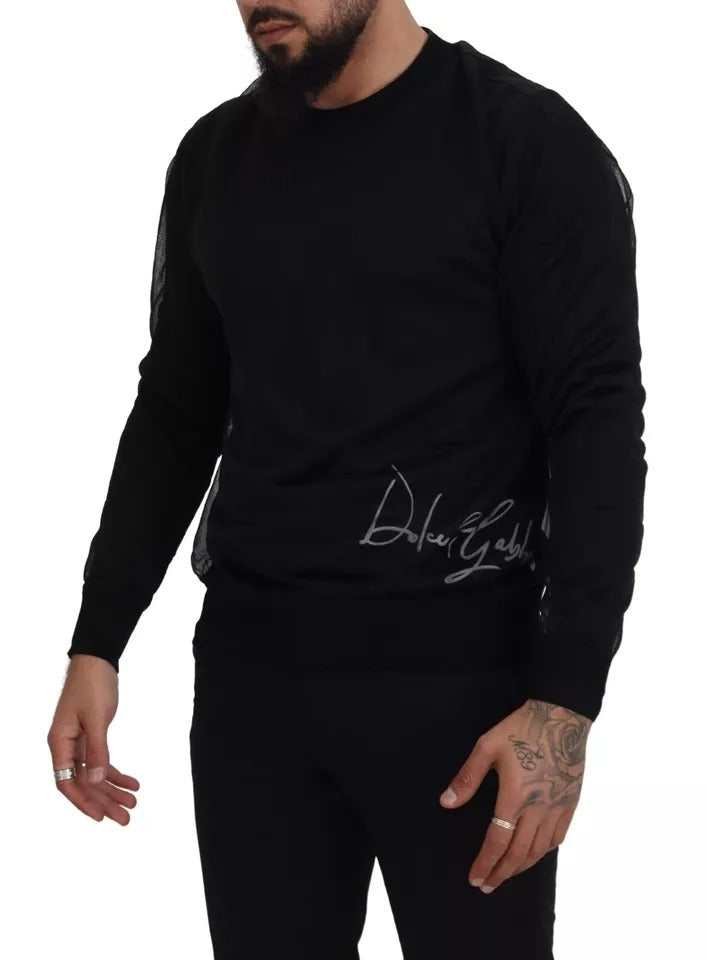 Dolce &amp; Gabbana Black Polyester Crewneck Sweater for Men