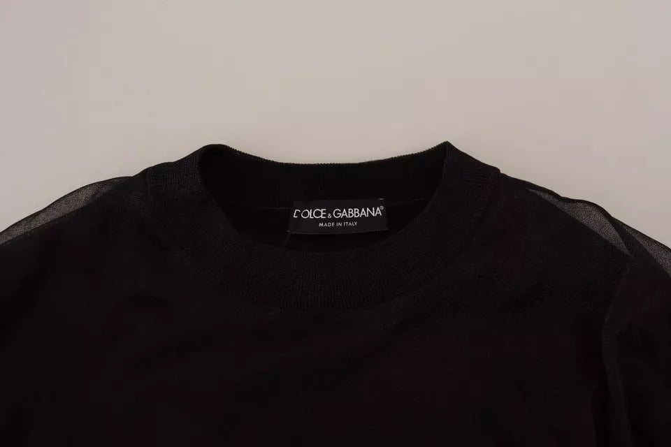 Dolce &amp; Gabbana Black Polyester Logo Men's Pullover Sweater