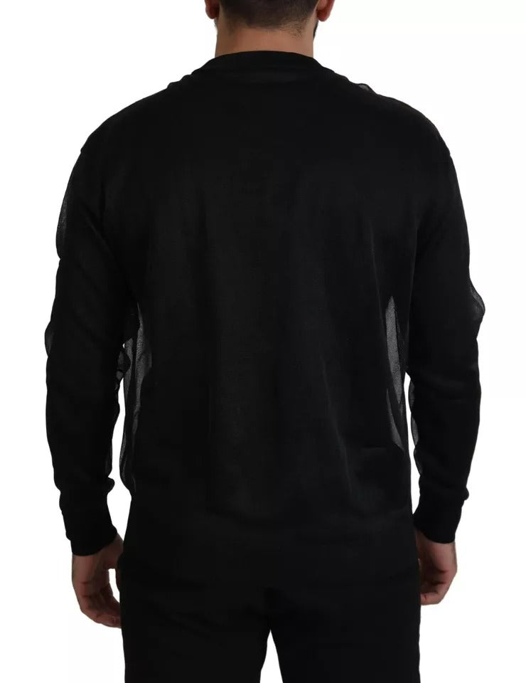 Dolce &amp; Gabbana Black Polyester Logo Men's Pullover Sweater