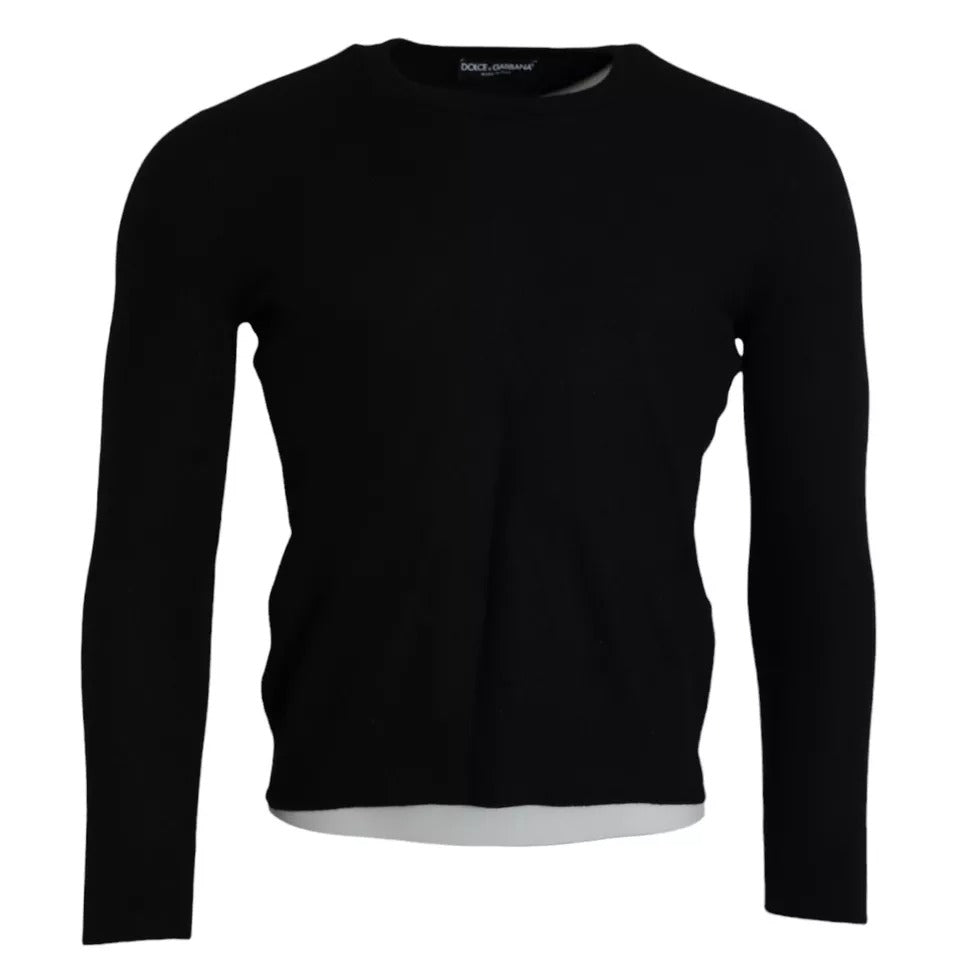 Dolce & Gabbana Schwarzer Wollpullover mit Rundhalsausschnitt Herren Pullover