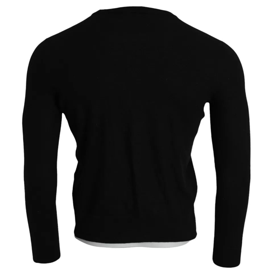 Dolce & Gabbana Schwarzer Wollpullover mit Rundhalsausschnitt Herren Pullover