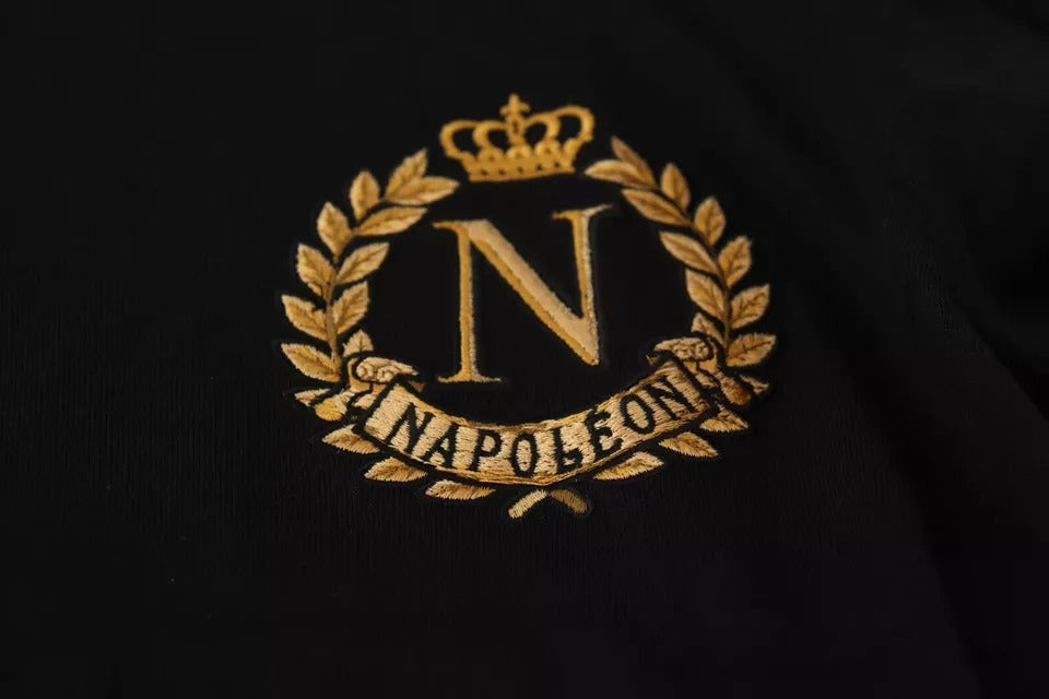 Dolce &amp; Gabbana Black Wool and Silk Sweater Napoleon Gold