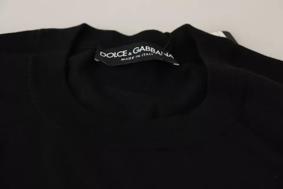 Dolce &amp; Gabbana Black Wool and Silk Sweater Napoleon Gold