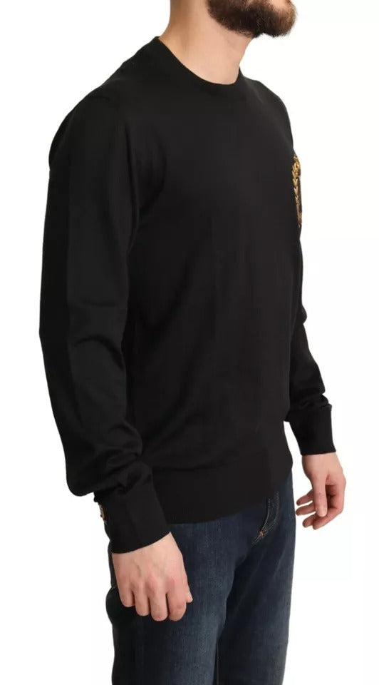 Dolce &amp; Gabbana Black Wool and Silk Sweater Napoleon Gold