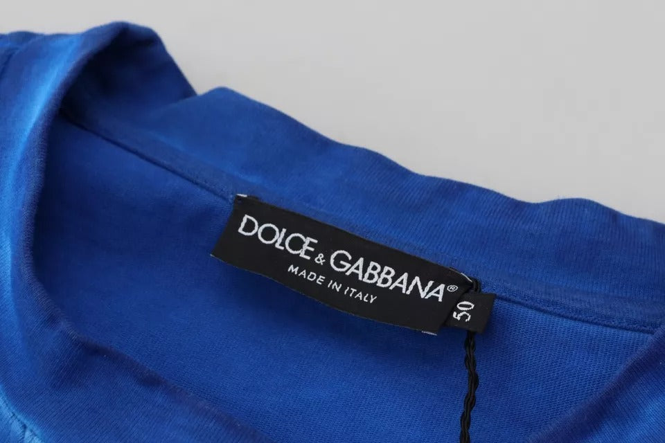 Dolce &amp; Gabbana Blue DGWAY Cotton Crew Neck Sweater