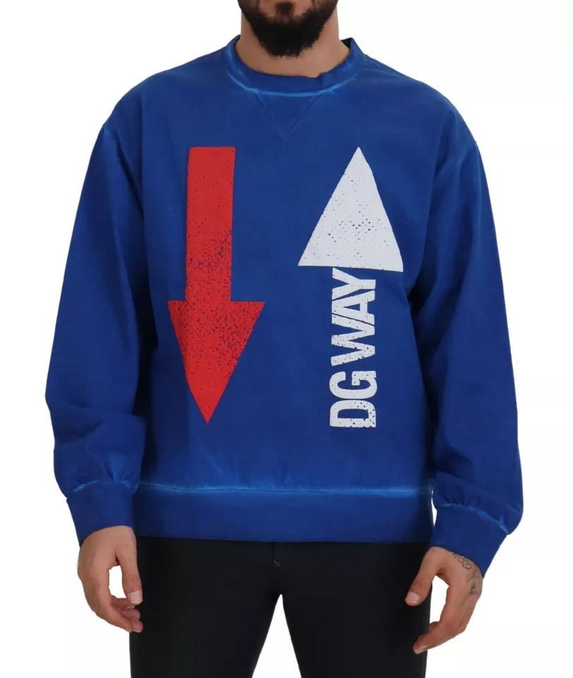 Dolce &amp; Gabbana Blue DGWAY Cotton Crew Neck Sweater