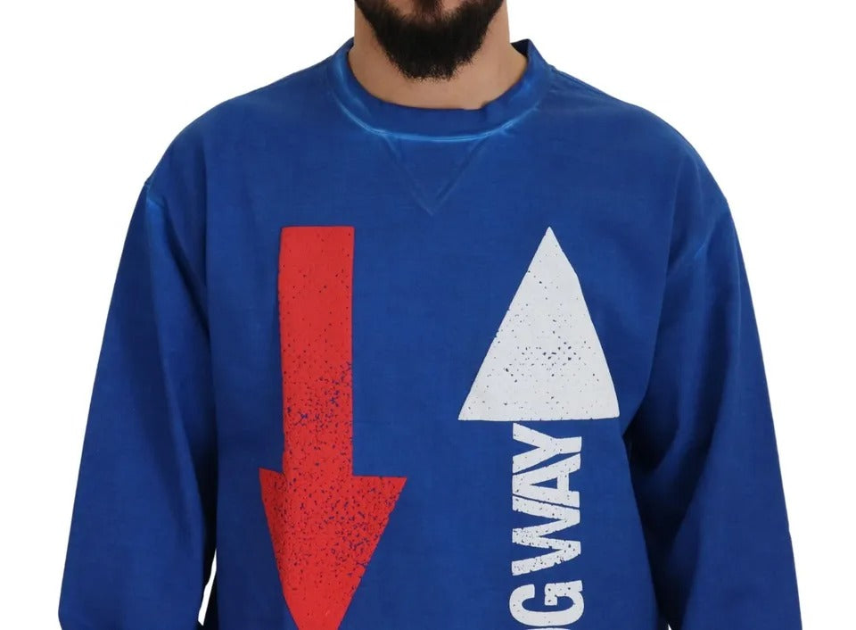 Dolce &amp; Gabbana Blue DGWAY Cotton Crew Neck Sweater