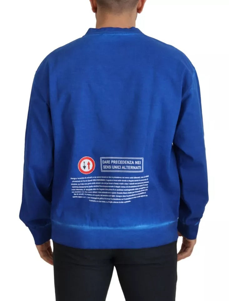 Dolce &amp; Gabbana Blue DGWAY Cotton Crew Neck Sweater