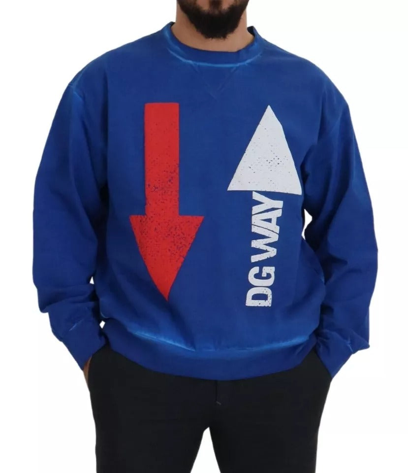 Dolce &amp; Gabbana Blue DGWAY Cotton Crew Neck Sweater