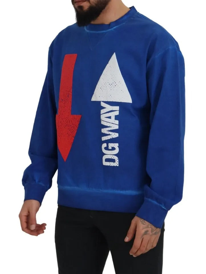 Dolce &amp; Gabbana Blue DGWAY Cotton Crew Neck Sweater