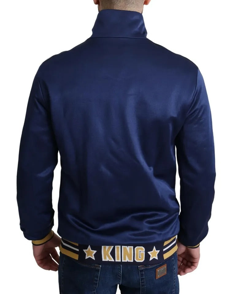 Dolce &amp; Gabbana Blue Striped King Bee Sweater with Heraldic Patch