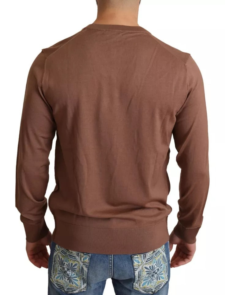 Dolce & Gabbana Brauner Seiden-Kaschmir-Pullover