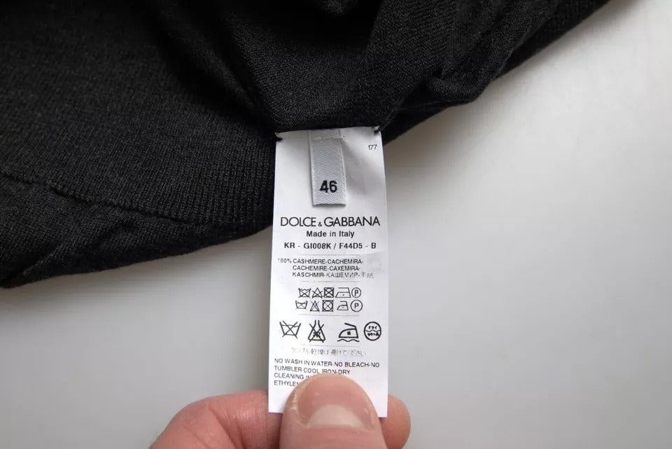 Dolce & Gabbana Dunkelgrauer Pullover aus Kaschmir mit Rundhalsausschnitt