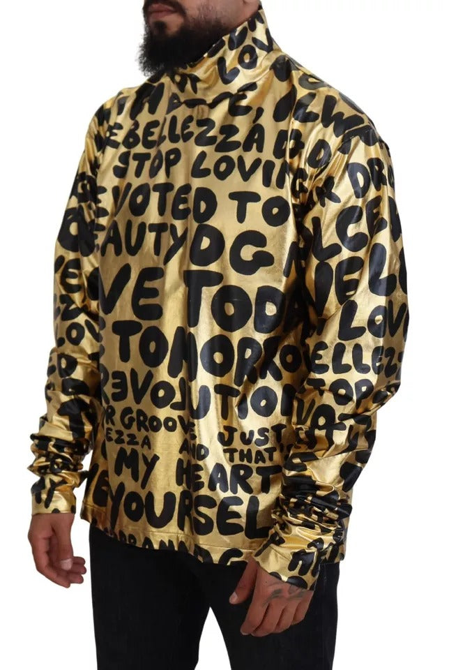 Dolce & Gabbana Rollkragenpullover mit goldenem Logodruck