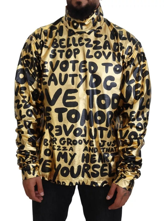 Dolce &amp; Gabbana turtleneck sweater with gold logo print