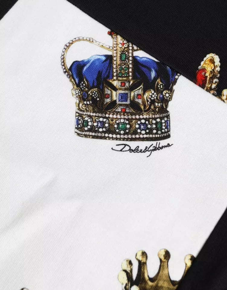 Dolce &amp; Gabbana Multicolor Crown Print Patchwork Sweatshirt Pullover