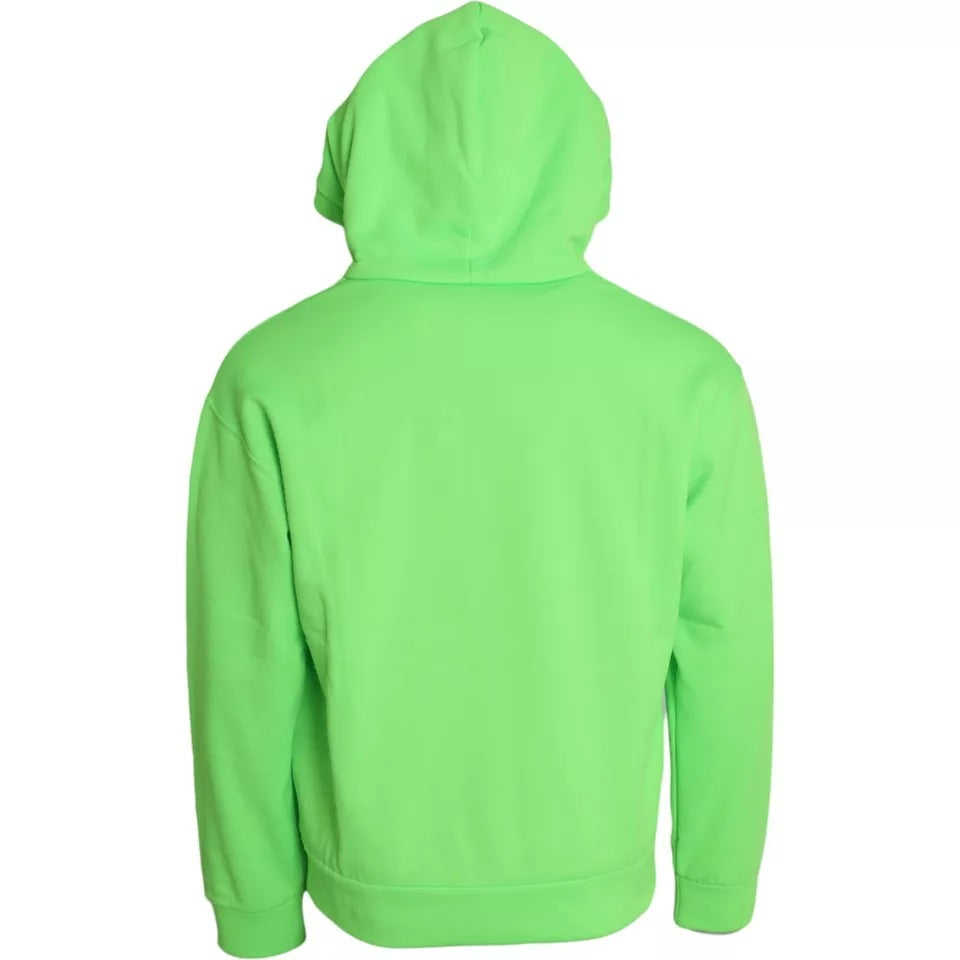 Dolce &amp; Gabbana Neon Green Logo Hooded Sweatshirt Pullover