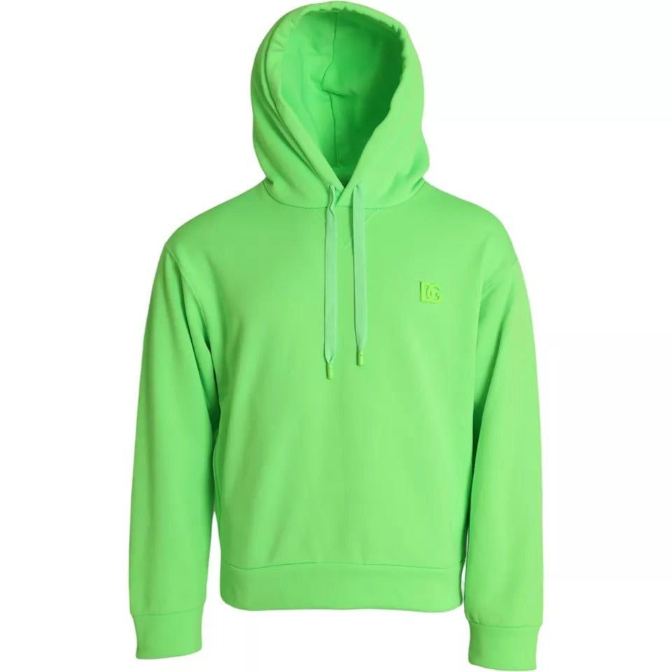 Dolce &amp; Gabbana Neon Green Logo Hooded Sweatshirt Pullover