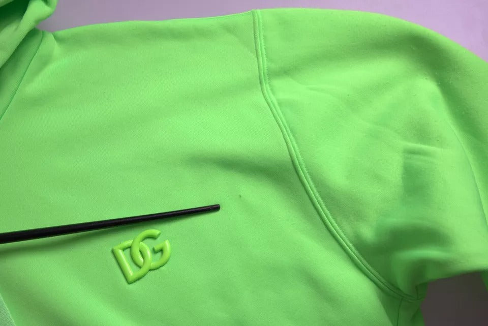 Dolce &amp; Gabbana Neon Green Logo Hooded Sweatshirt Pullover