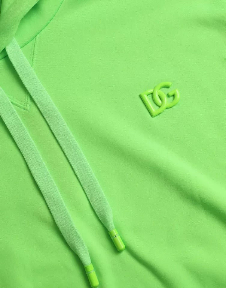 Dolce &amp; Gabbana Neon Green Logo Hooded Sweatshirt Pullover