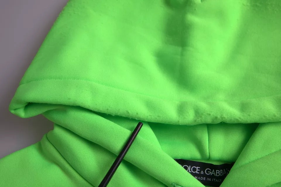 Dolce &amp; Gabbana Neon Green Logo Hooded Sweatshirt Pullover