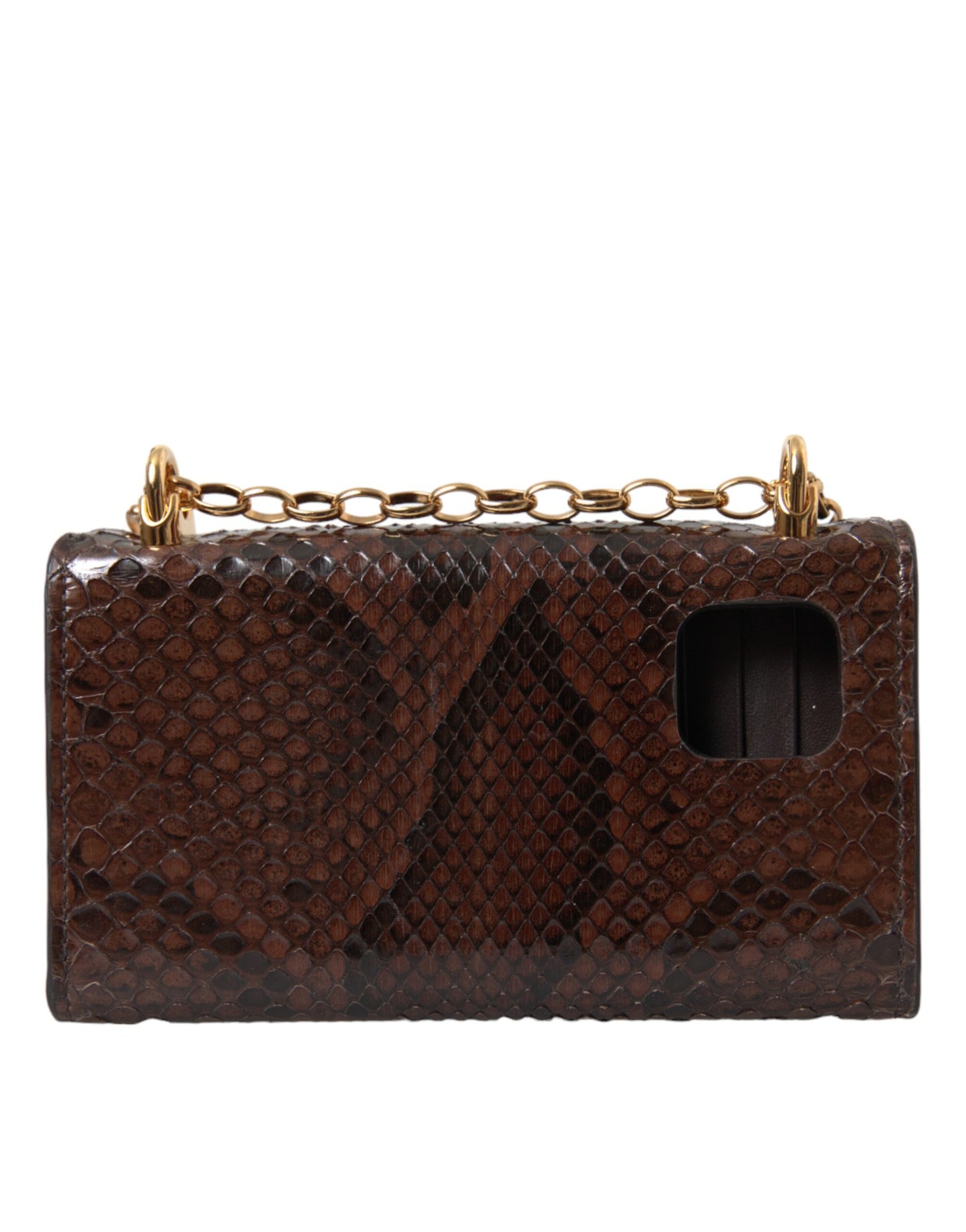 Dolce &amp; Gabbana Brown Python Leather DG Girls Crossbody Phone Bag