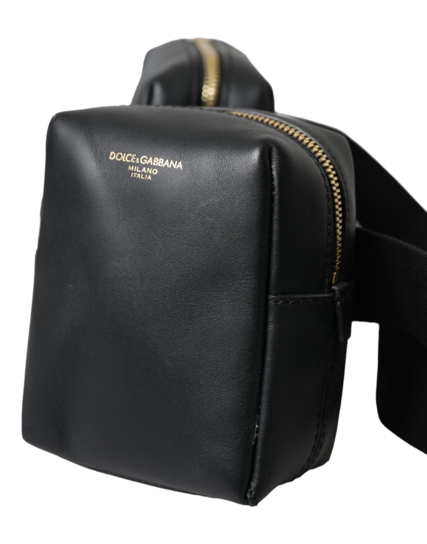 Dolce &amp; Gabbana Black calfskin belt bag with double belt and bum bag